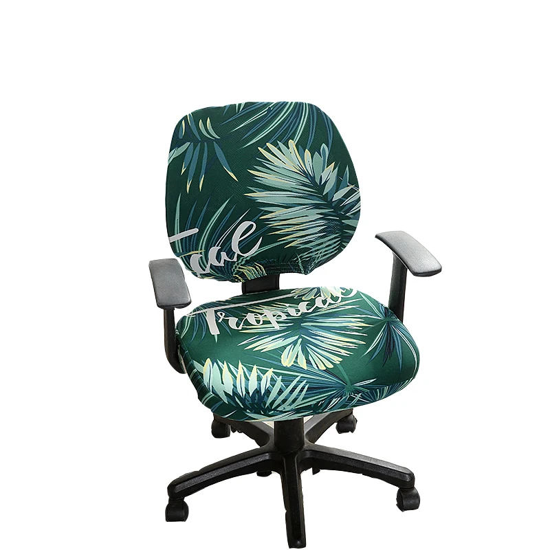 
E-commerce Stores Hot Sale Tropical Plants Printed Elastic Split Computer Chair Cover Seat Cover For Workroom 