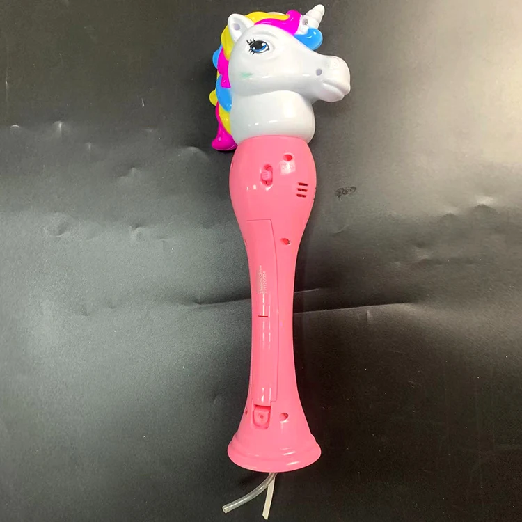 Unicorn Bubble Blower Wand 14 Inch  With Light Music And Soap Solution Automatic Bubble Maker Bubble Wand Toys