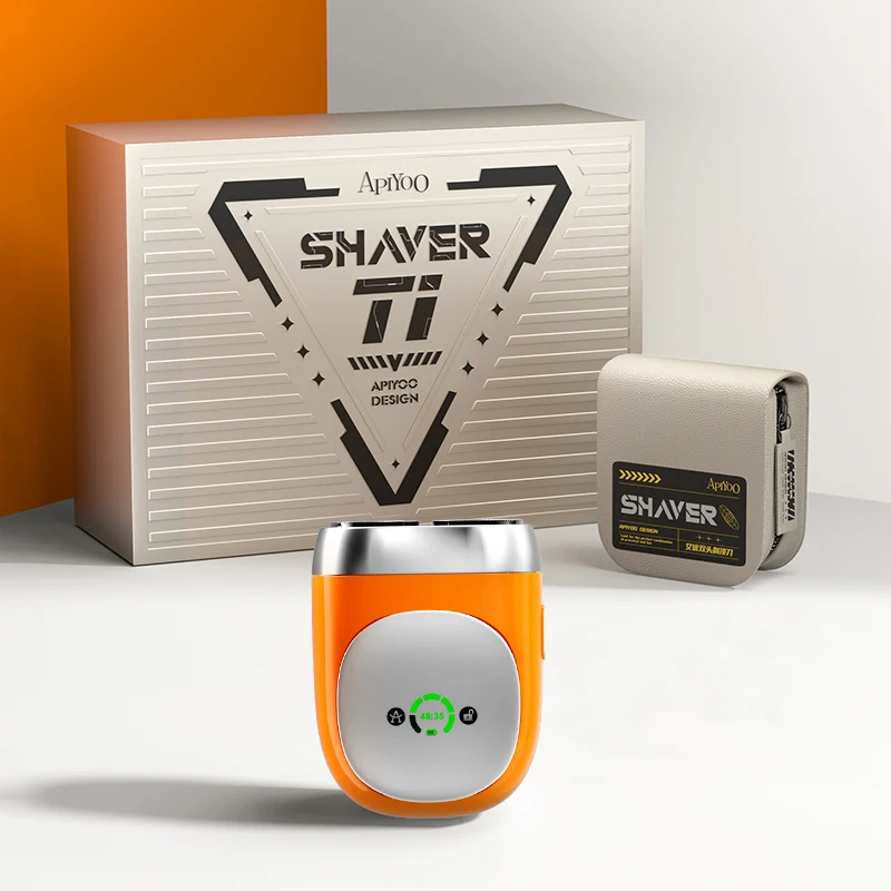 Pocket size Double-head USB Fast charging Smart Screen display Sensor Switch Electric razor with Leather bag