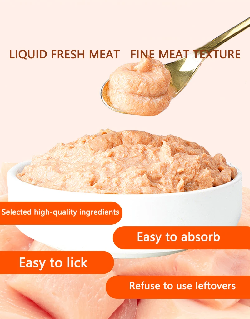 Wholesale Cat Staple Food Pack 50g Pet Food Supplier Professional OEM Main Wet Cat Staple Food For Cats