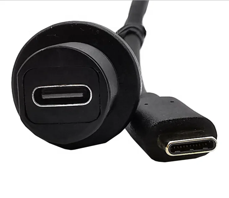 USB3.1 type-c Male to Female AUX Flush Panel Mount Extension Cable for Car