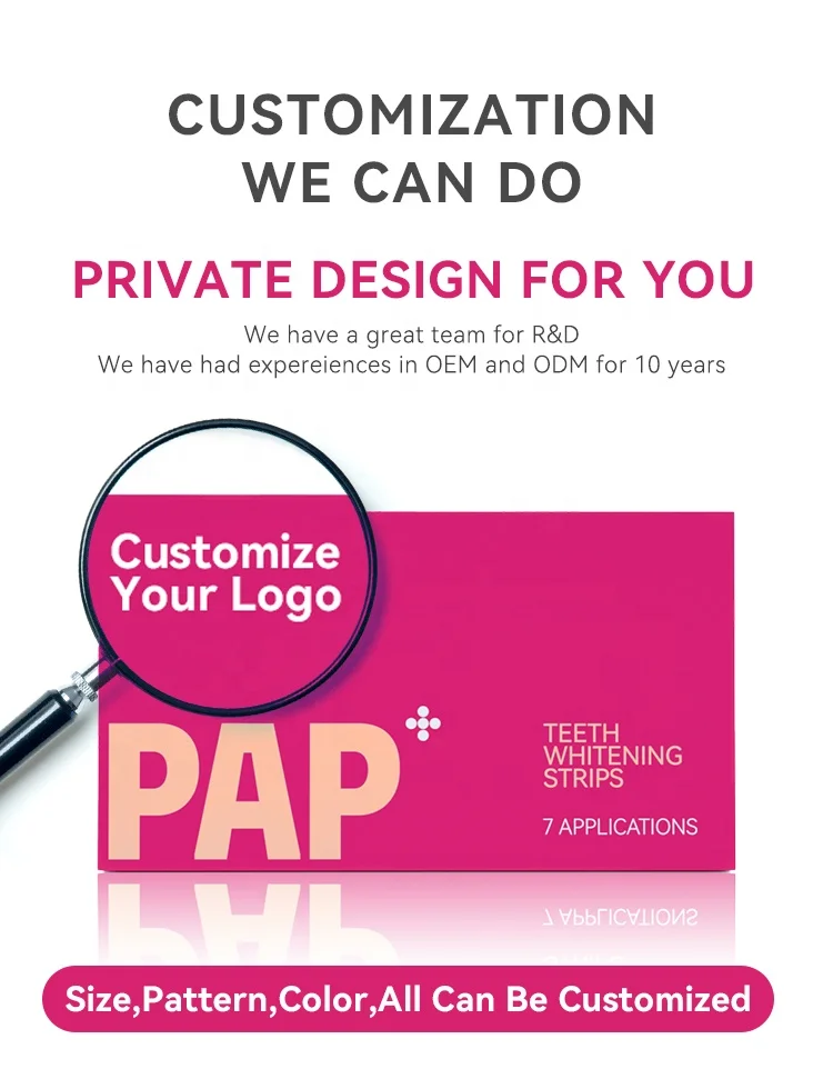 Private Label Pap V34 Purple Non Sensitive Teeth Whitening Strips Home Use Dental White Strips For Teeth Whitening