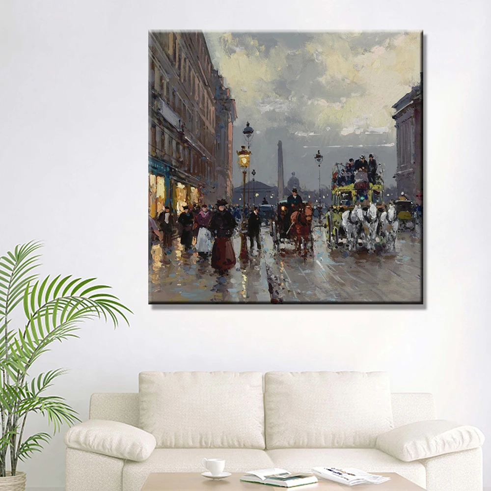 High Quality Outdoor Waterproof Wall Art Paris Street Scenes Knife Oil Paintings