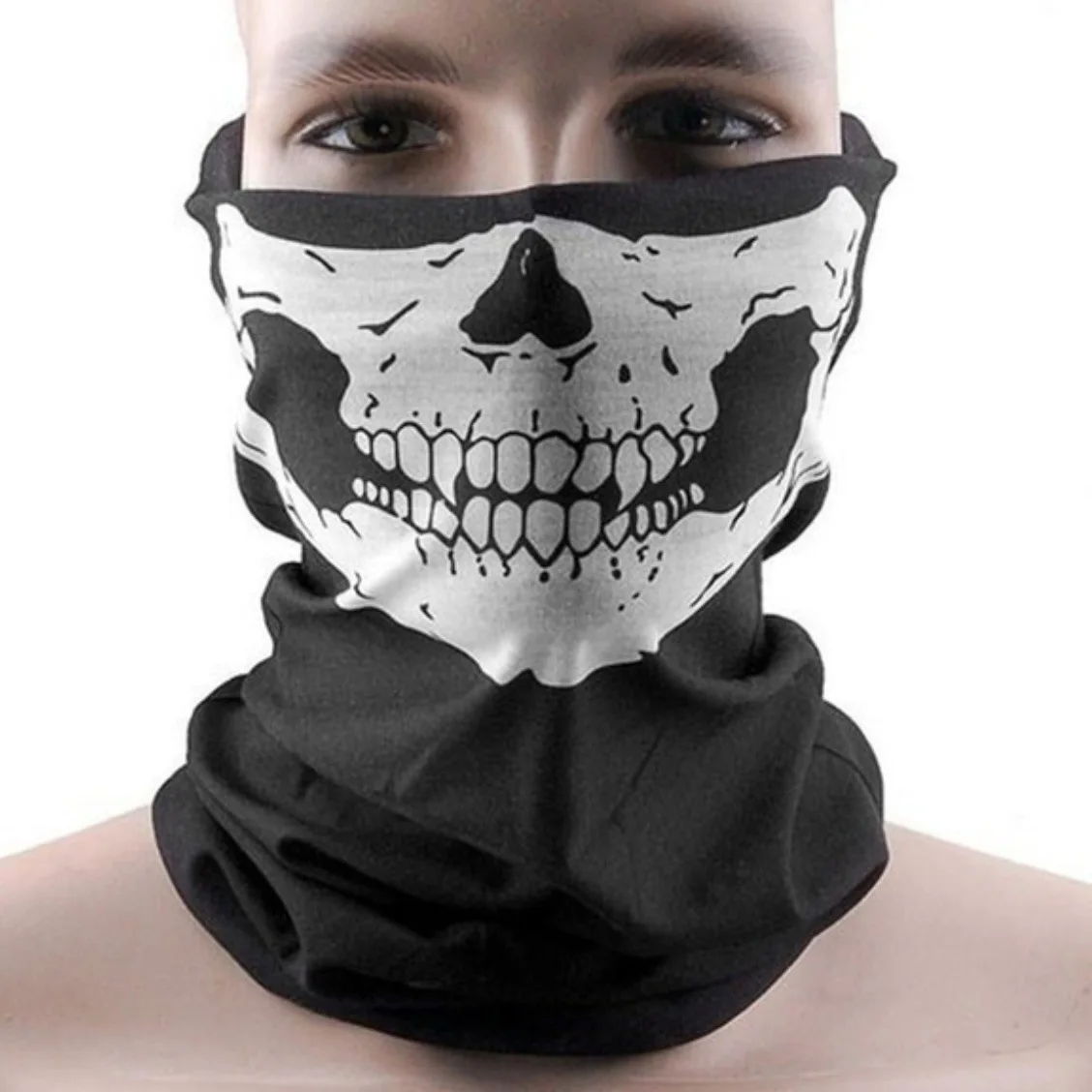 Seamless Sk ull Face Masks Black Motorcycle Snowboard Cycling Scarf Half Face Masks Face Covering