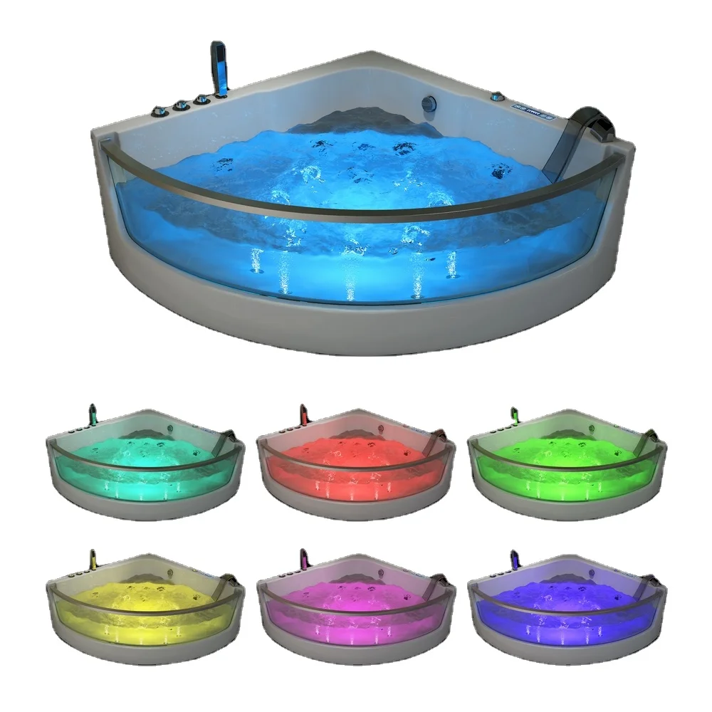 Luxury Design 1.29m White Acrylic Whirlpool Bathtub Free Standing Four Big Jets Big Window Two Pillows Massage Function Included