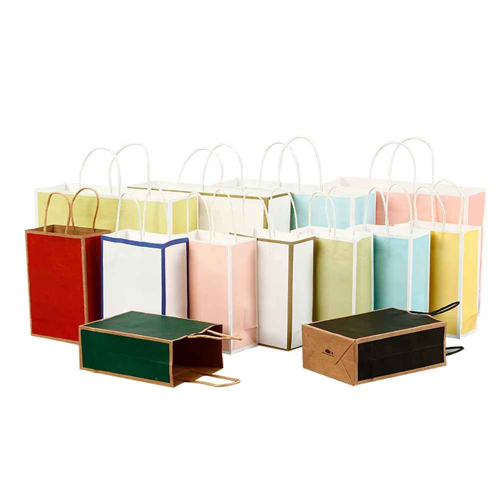 Custom Printed Your Own, Logo White Brown Kraft Gift Craft Shopping Paper Bag With Handles/