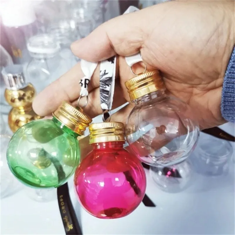 Sealed 50ml bottle Ornaments Booze Filled Alcohol Ornaments Christmas PET tree plastic ball