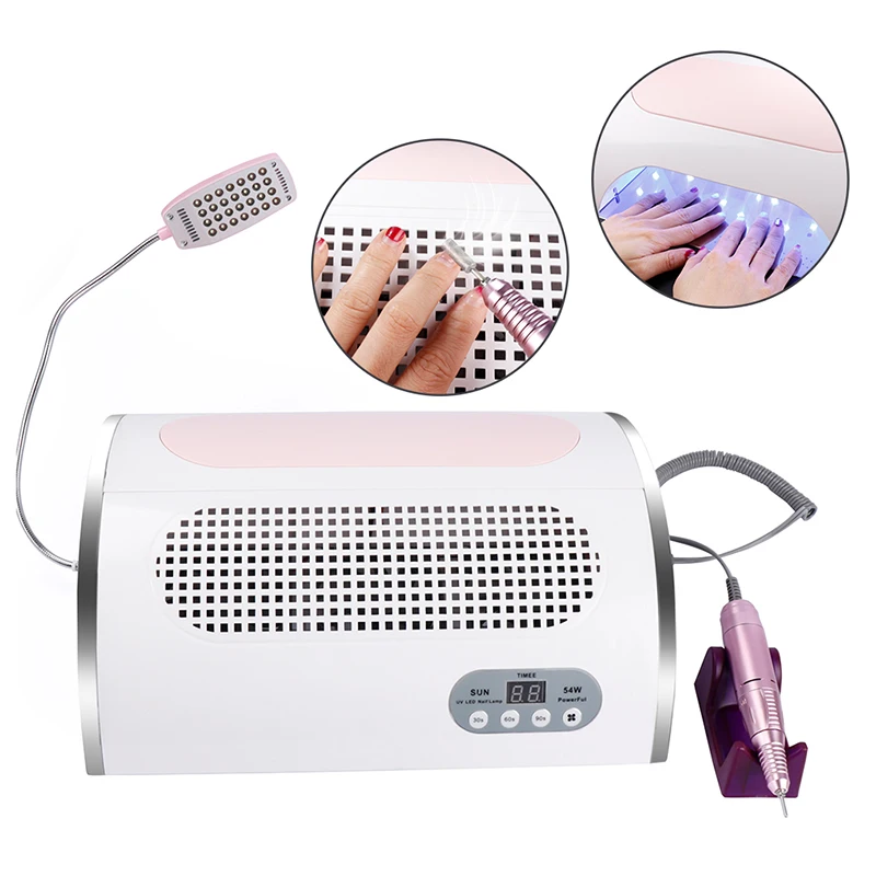 5 in 1 Professional 30000rpm Electric Nail Drill Machine UV LED Lamp For Gel Polish Dust Collector Desk Dryer For Salon & Home