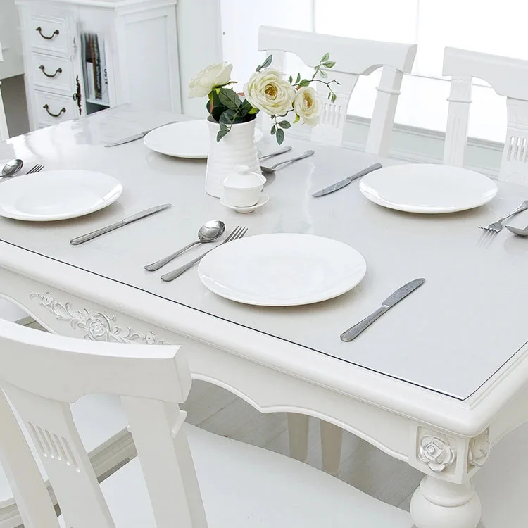 Crystal PVC Transparent Soft Glass 0.5mm Oilproof Waterproof Tablecloth For Dining Table