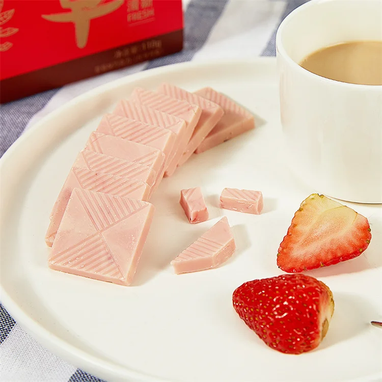 OEM/ODM 110g Delicious Leisure Snacks White Dark Matcha Strawberry 4 Flavor Candies Compound Chocolat Chocolate