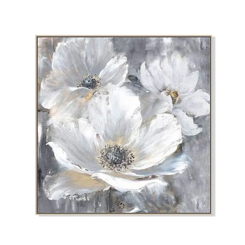 100% Hand Painted Abstract Golden Flower Oil Painting On Canvas Decorative Classic Flower Wall Painting