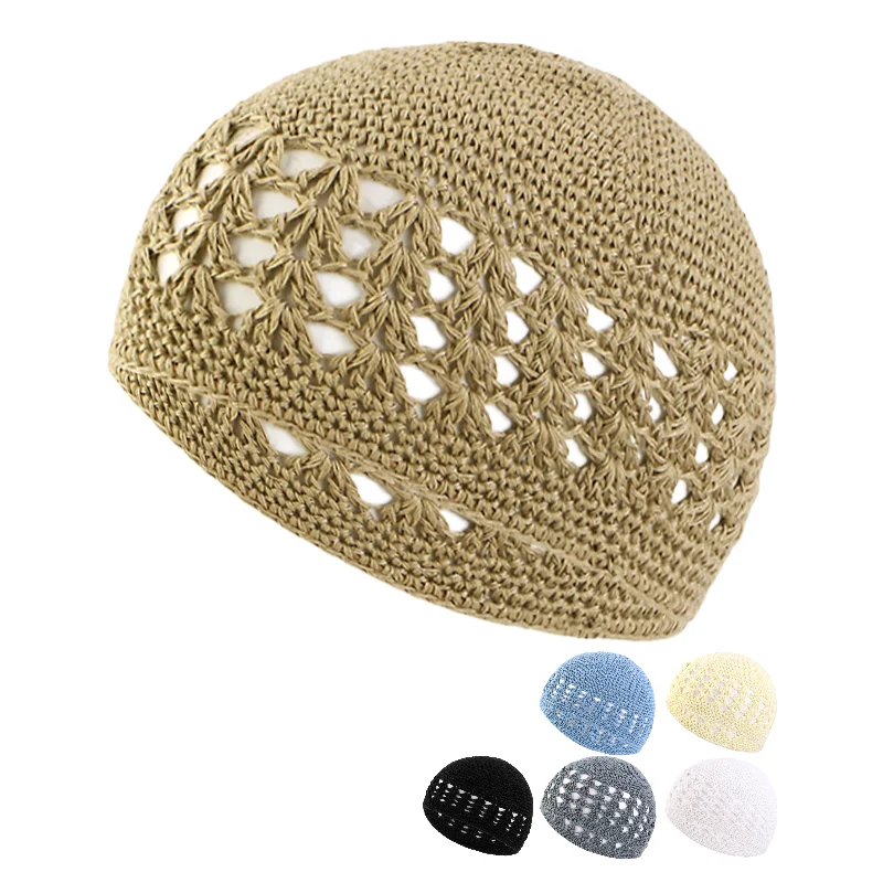 BESTELLA Brand Wholesale knit Muslim Egyptian Prayer skull beanies hat Kufi Islamic Kofi Embroidered Kufi Hats without cuff