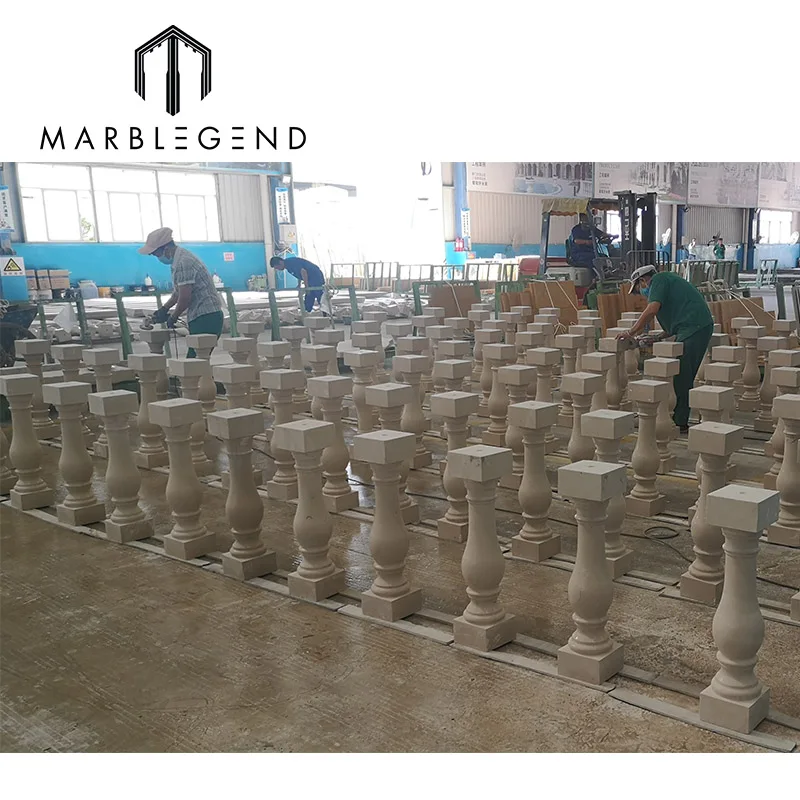 Customize beige marble pillar imestone stone decorative carving