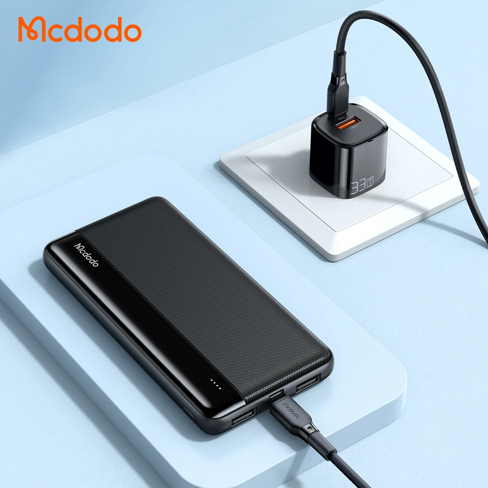 Slim Power Bank 10000mAh 2USB Fast Self-Charging Portable Phone Charging With LED Black Universal Smart Power Bank