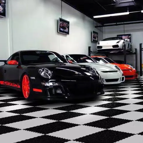 
removable interlock garage floor tiles vinyl plastic pvc flooring workshop 