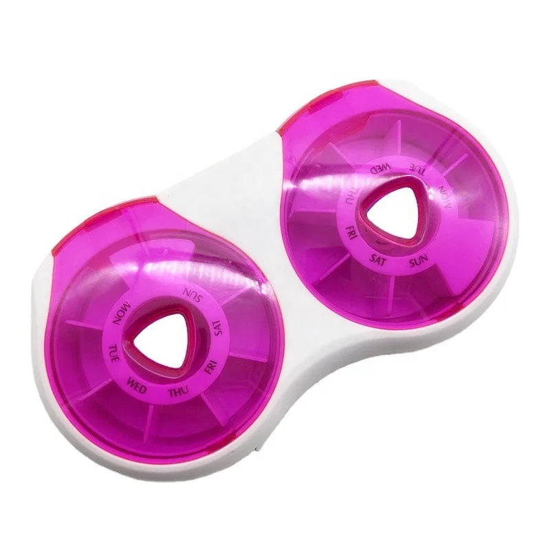 14 days Round Plastic weekly button Pill Box for AM/PM