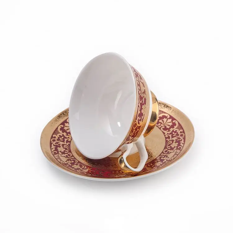 Flower Pattern Gold Edge ethiopian coffee tea coffee cups set tea crystal ethiopia coffee cups set