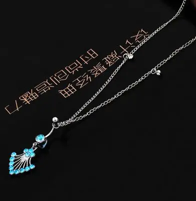 Surgical Stainless Steel Piercing Jewelry Belly Button Rings New Fashion Personality Zircon Navel Ring Waist Chain