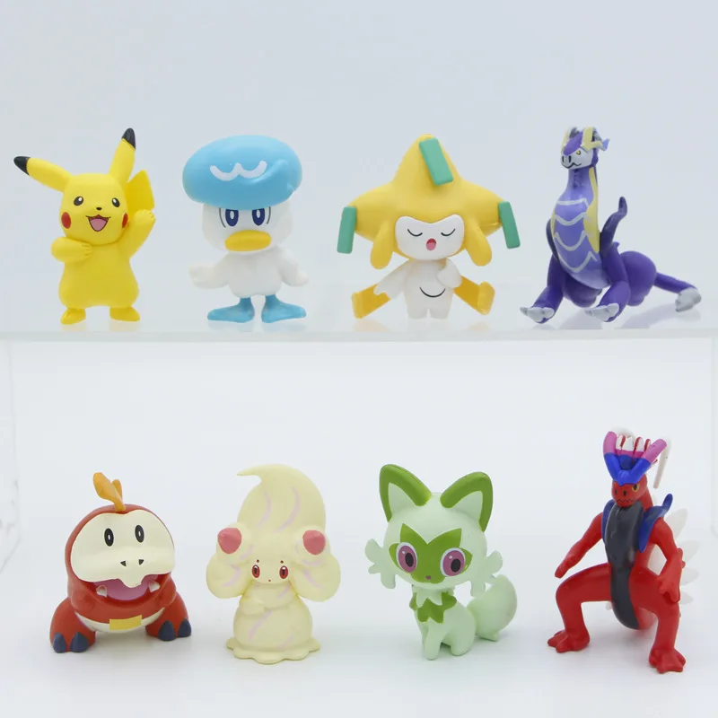 Wholesale 8pcs/set Anime Pokemoned Go Pikachu Figure Gacha Doll Birthday Gift Cake Topper