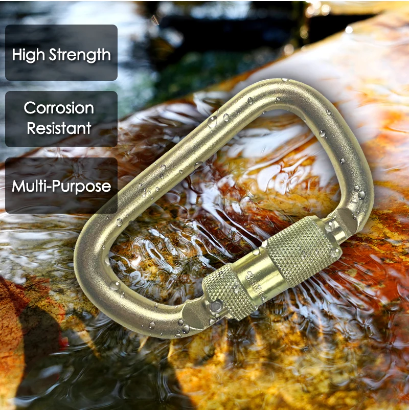 Heavy Duty ANSI D Shape Auto Locking 41KN Safety Carabiners for Lanyard
