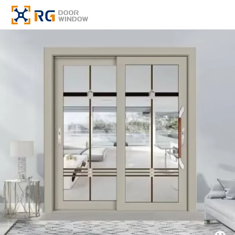 RG110 Factory Custom Sale Double Glazed Aluminum Frame Heat Insulation Casement Stainless Steel Sliding Door