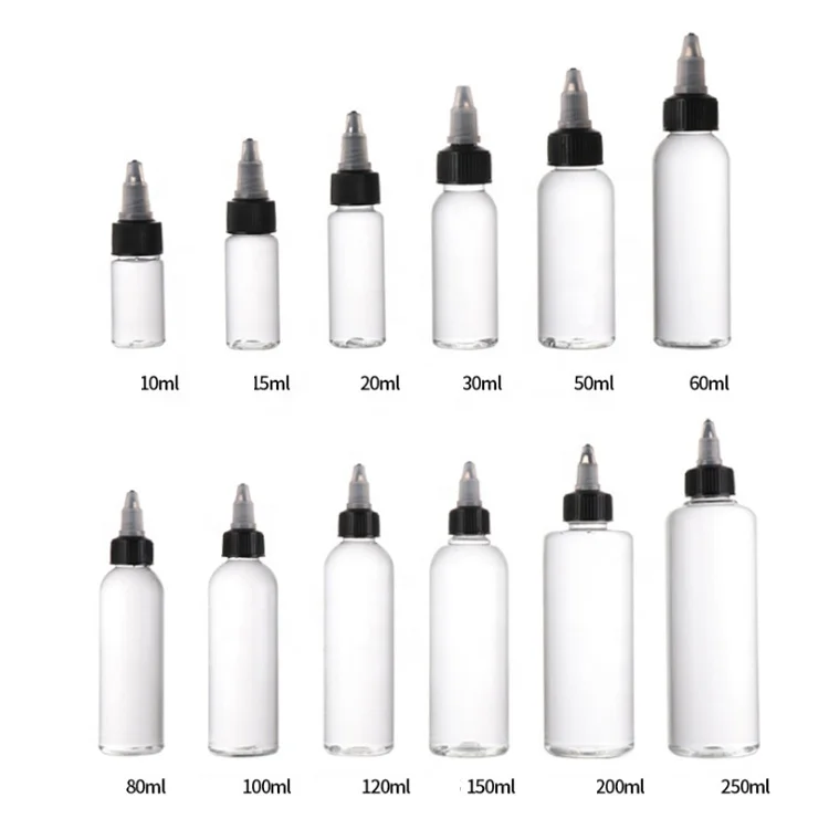 3oz 4oz 5oz 8oz 12oz clear  PET plastic twist top cap squeeze applicator hair oil bottle with customize
