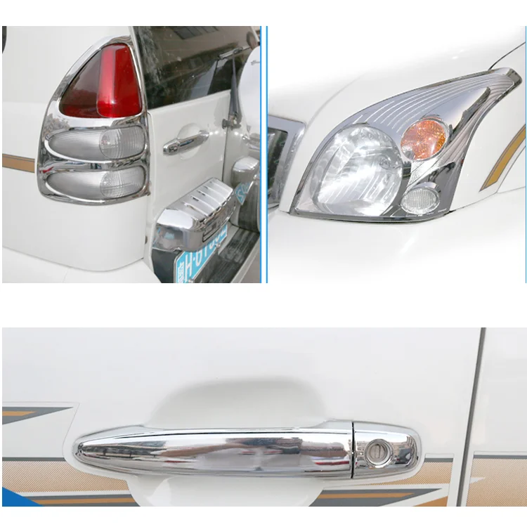  toyota prado 120 chrome trims headlight back lamp review mirrior cover for fj 2003 2004 2005 2006 007