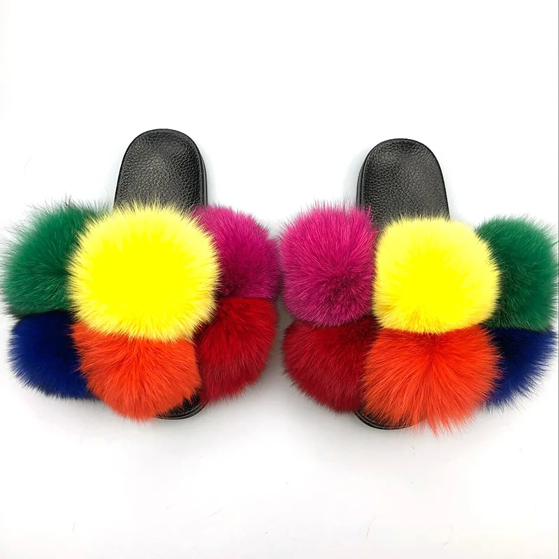 2021 Popular selling high quality beautiful warm furry slippers for women