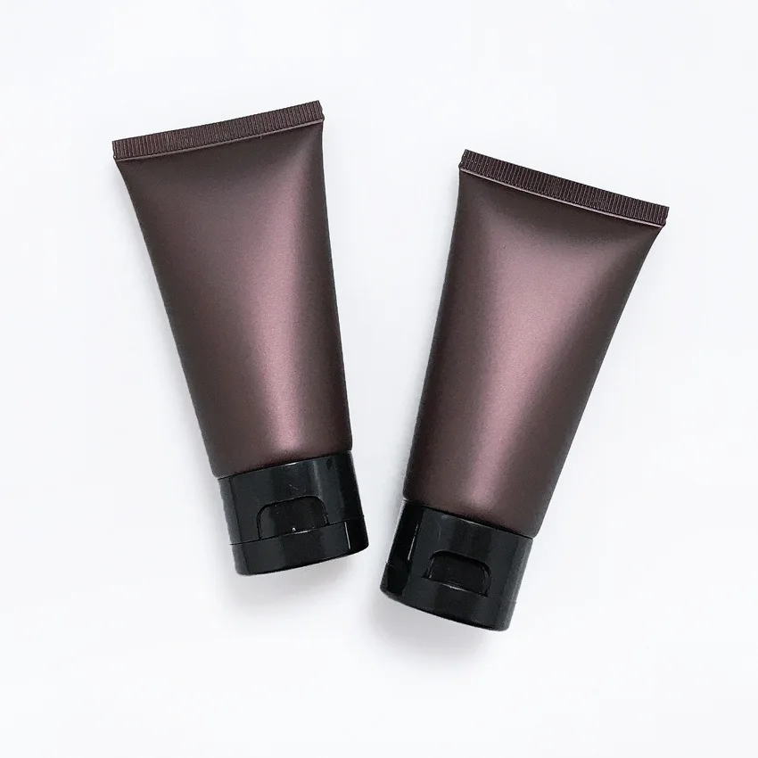 Wholesale 50ml empty brown PE plastic cosmetic squeeze soft lotion tube