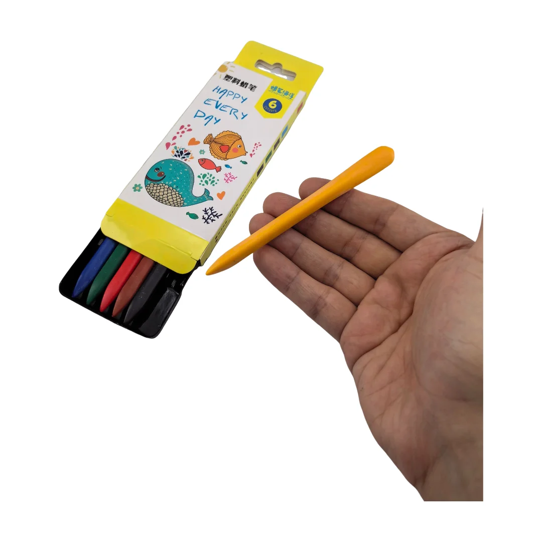 Popular Among Small Children Non Toxic 6 Colors 11.4 cm mini Plastic Wax Crayola Crayons box for kids children