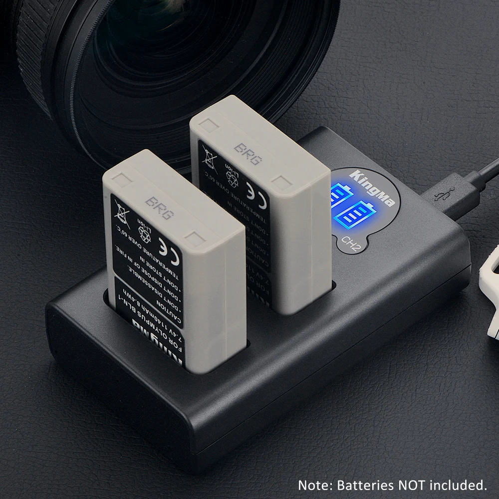 KingMa intelligent LCD display dual USB charger for Olympus BLN1 battery quick charger