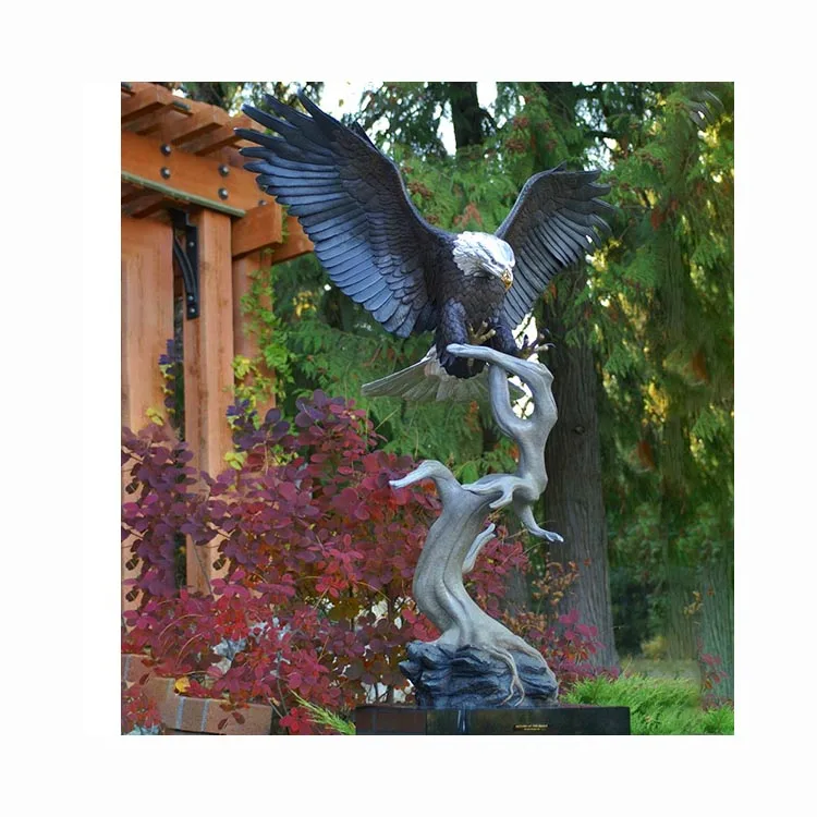 Home Garden Decor Metal Handcrafts Animal Sculpture Life Siz Brass Bronze Flying Eagle Statues