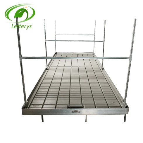 New Design High Quality Movable 4*8ft Vertical Grow Rack Multi Layer Grow Table Hydroponic ABS Tray Growing Table Rolling Bench