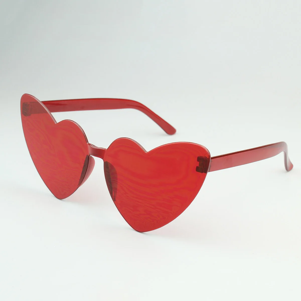 2024 new jelly wine red color love sunglasses heart shape frameless conjoined candy color heart type sunglasses spot wholesale