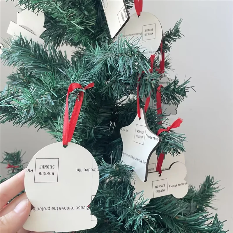 MDFSUB SEDEX wholesale price Christmas Crystal Globe Hanging Ornament Sublimation Blank Mdf Ornaments with protective film