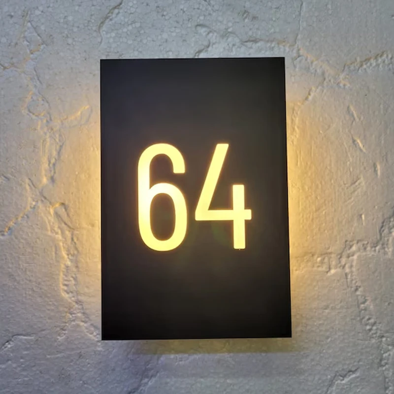 Hotel Signage Companies Acrylic Hotel Room Number Apartment Door Signs LED House number Sign light