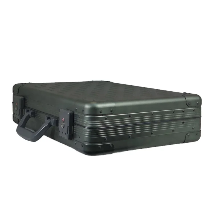 Durable All Black Aluminum Tool Box men Briefcase Carrying Case for Laptop/computer/notebook