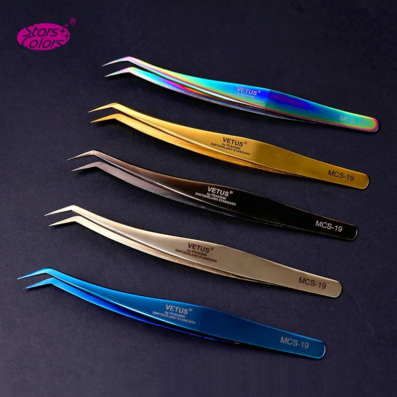 Customized Private Label Logo Curved Eyelashes Extension Tweezer
