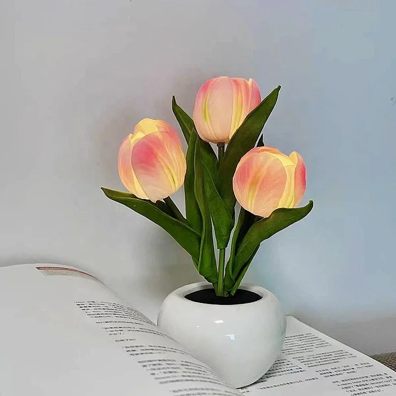 Biumart New Arrival Tulip Night Light Home Decoration Bedroom Bedside Modern Tulip Table Lamp