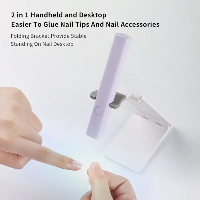 2023 2 in 1 New  Acrygel Gel X Tip Nail Extension Rechargeable Mini Nail Lamp with Stand Flash Cure UV LED Nail Lamp Cordless