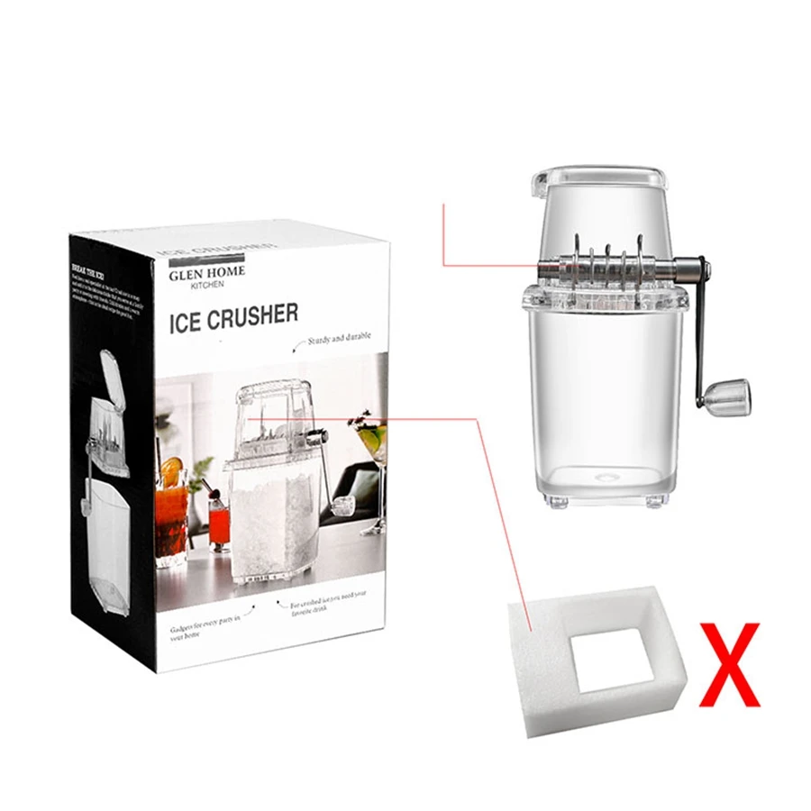 Household Manual Ice Crusher, Bar Cocktail Crushed Ice Machine Commercial Plastic Shaved Ice Machine Smoothie Machine/