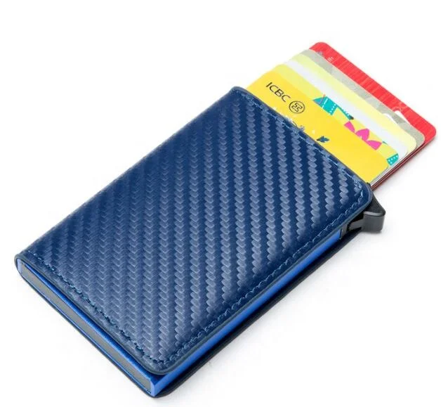 Alibaba best seller carbon fiber Wallet Men and Women metal custom minimalist Credit card Holder RFID
