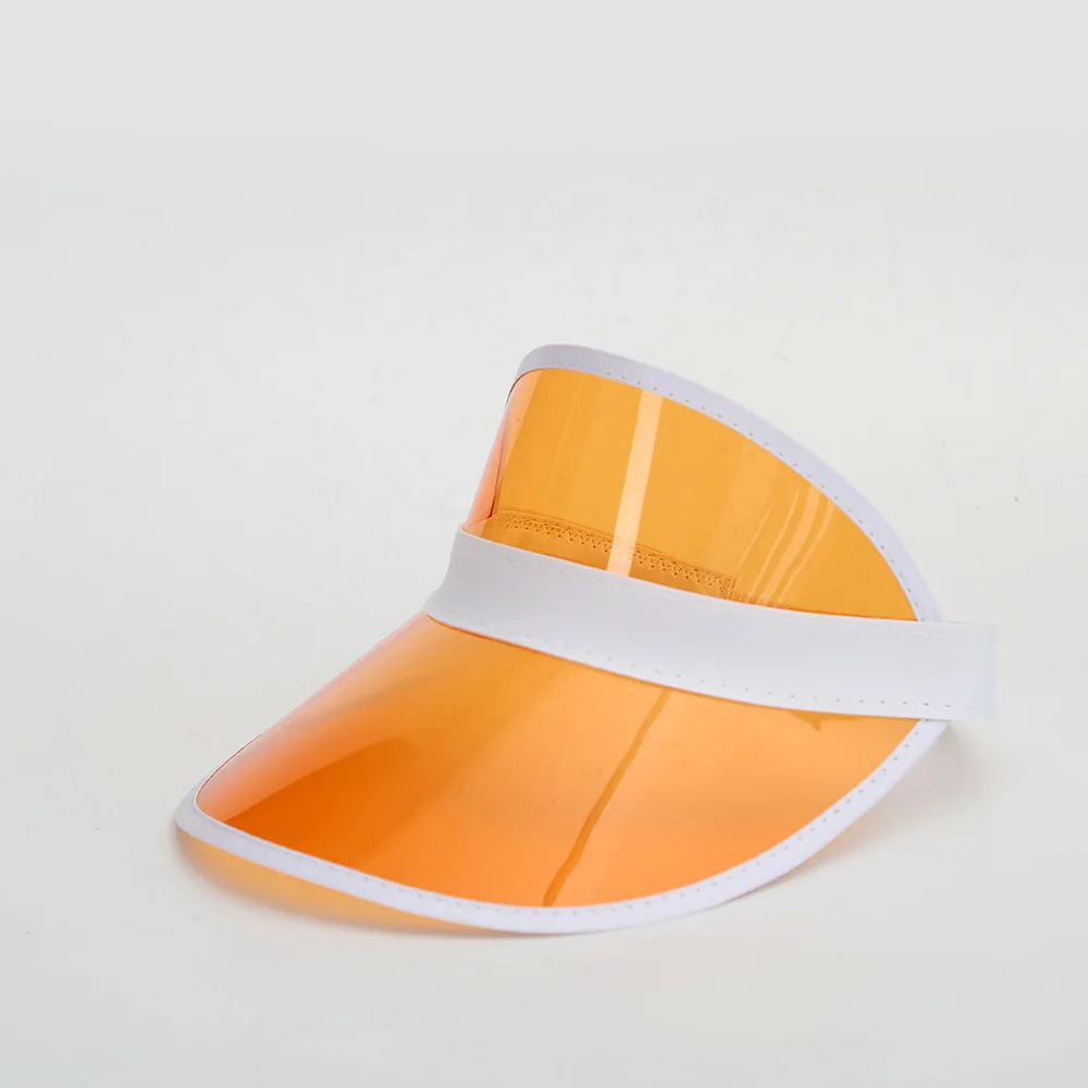 High quality logo custom iridescent magic color PVC sun hat Plastic Sun Visor Cap Wholesale