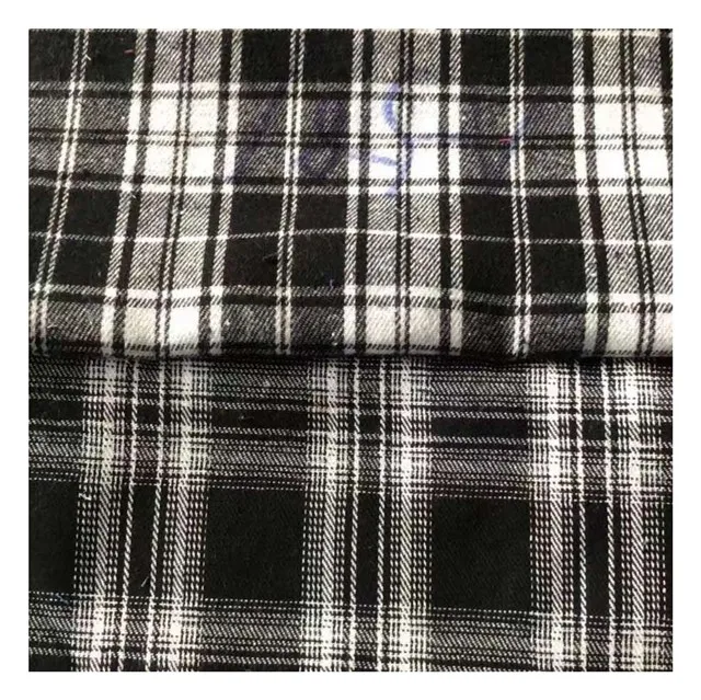 wholesale factory  CVC tc polyester cotton yarn dyed woven  flannel check twill shirt  skirt and sleepwear fabric  in stock