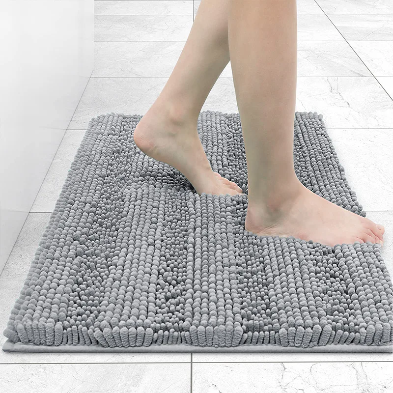 Custom  color Bathroom Rug Non Slip super Absorbent Comfortable Shaggy quick dry Microfiber Chenille Bath Mat