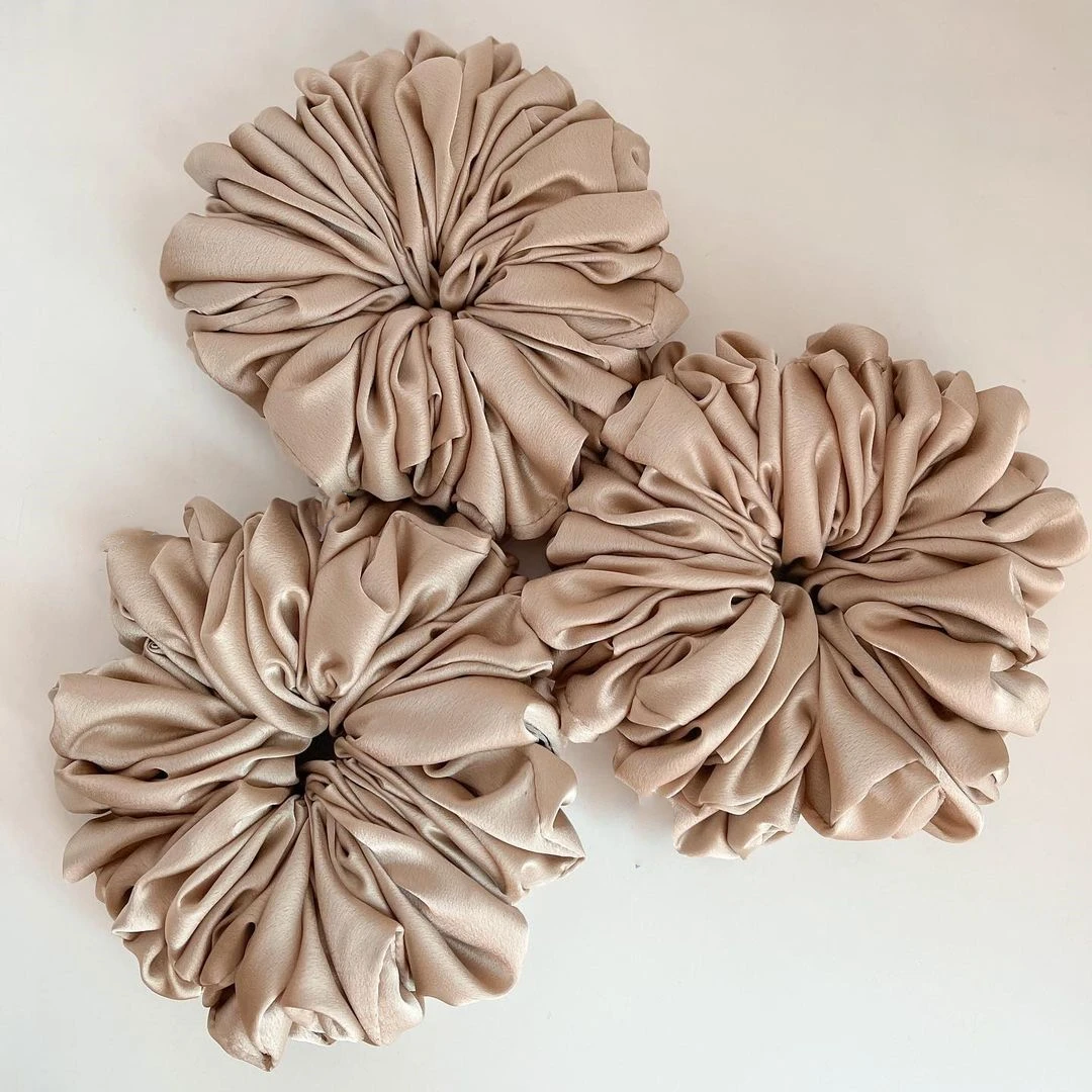big size satin crepe muslim scrunchie  scrunchies  hair scrunchies sik Hair Solid Color Simple Style hijab accessory