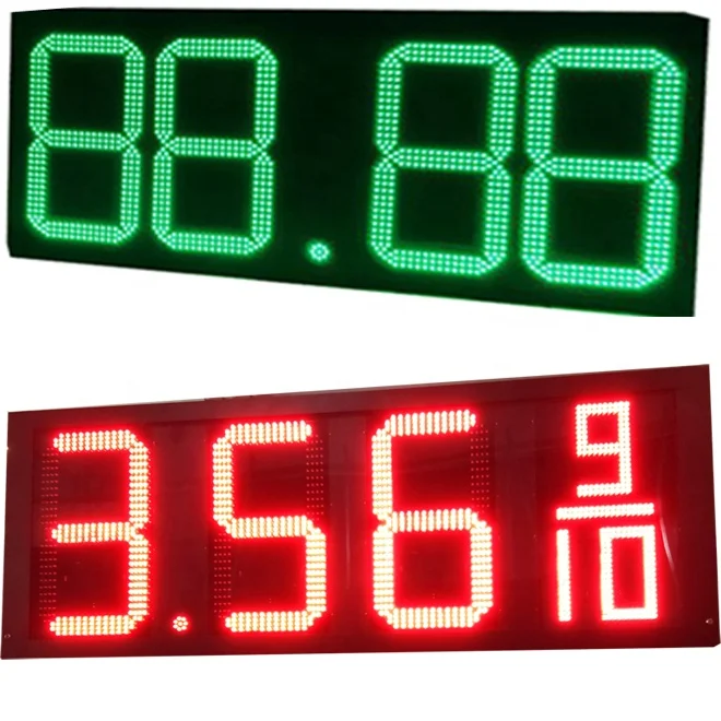 Outdoor Waterproof RF Remote Control RGB Led Gas Station Price Digits Display Board Led Price Sign Screen
