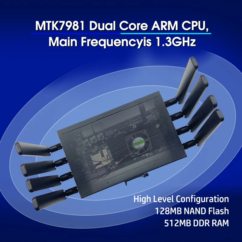 Mediatek MT7981 8 Gigabit LAN Ports AX3000 Wifi6 Dual Band 5G Router Preload Openwrt Support Openvpn Wireguard IMEI Change