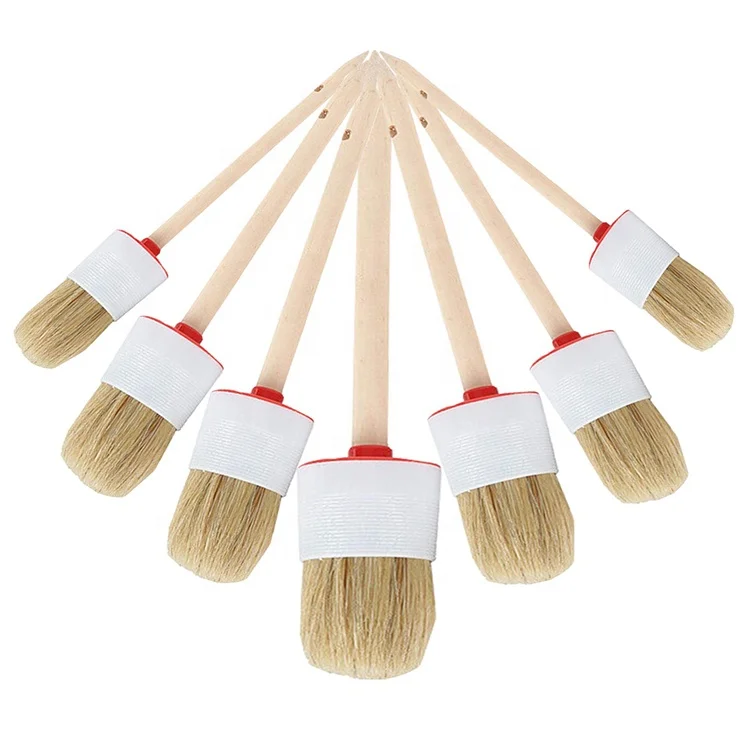 Wooden Handle Brush Chalk Paint Pig Bristles Plastic Ferrule Paint Brush for Painting Cleaning