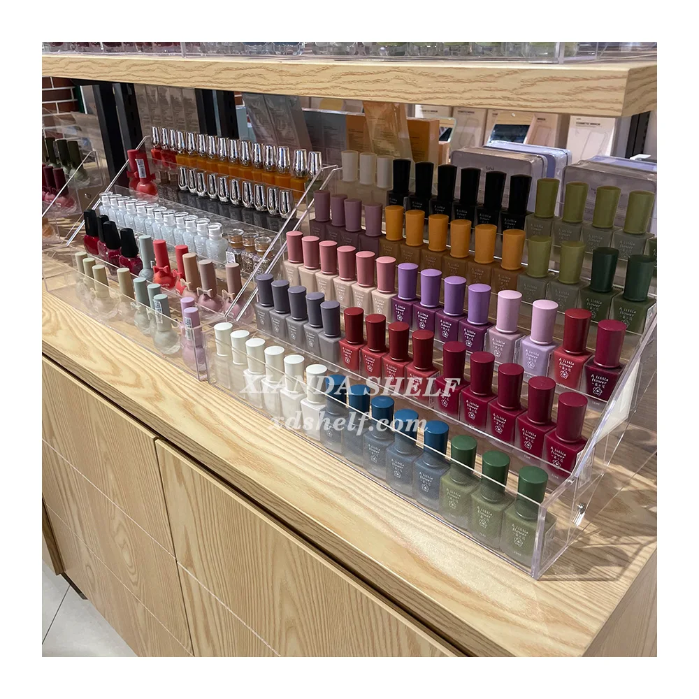Nail Retail Display Acrylic Stand MDF Shelf Stationary Store Metal & MDF Carton Free CAD 30 Kg/layer CN;GUA XIANDA